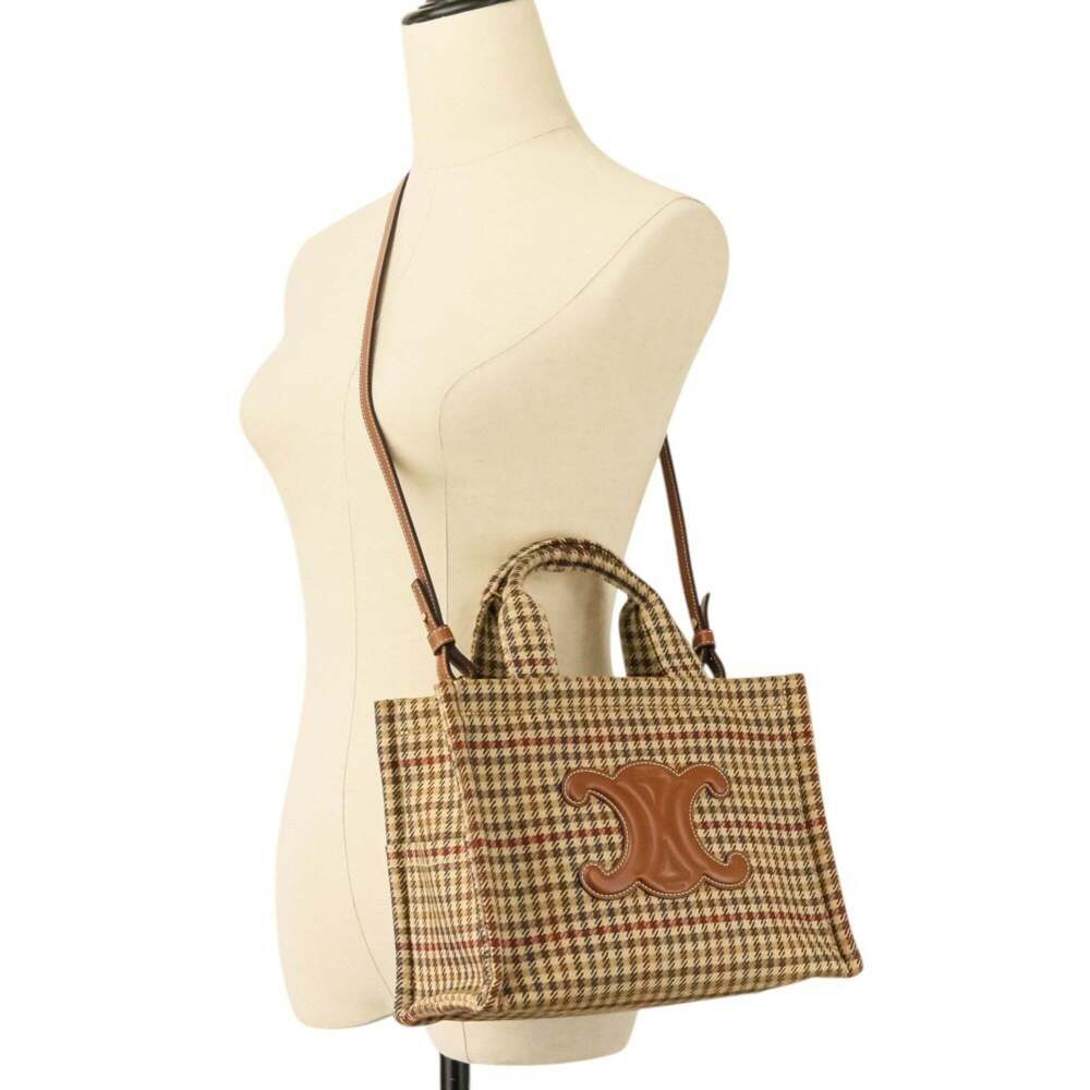 CELINE Triomphe Logo Small Cabas Thais Tweed 2-Way Shoulder Bag 199162EP8.14M... - Picture 10 of 12